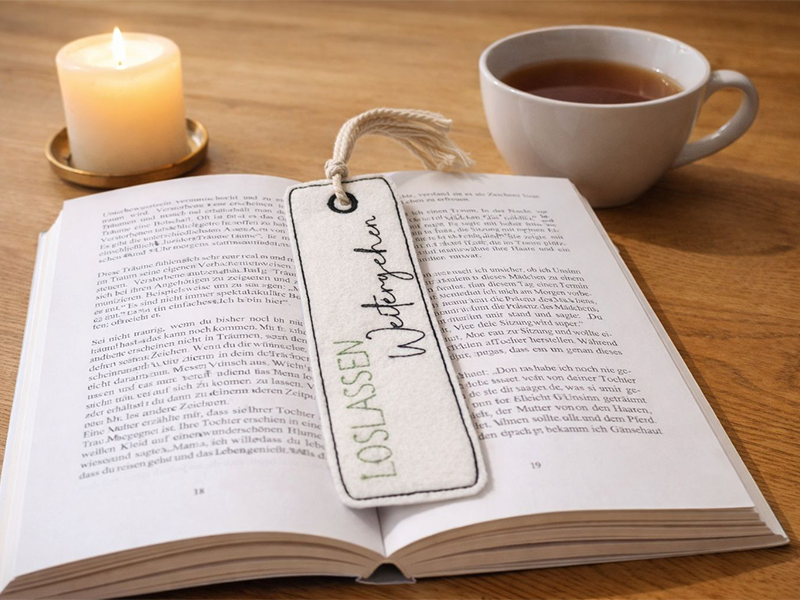 Preview: Lesezeichen Loslassen Weitergehen - ITH-Stickdatei